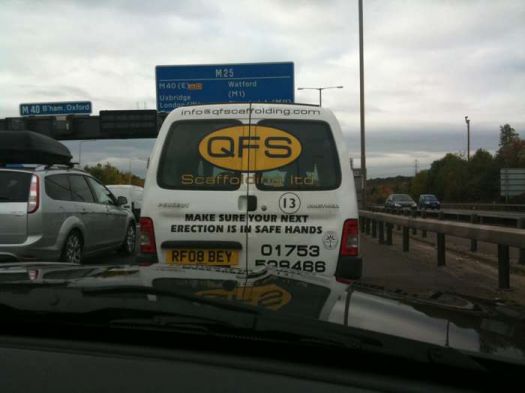 "Better picture. One of the funniest things I've seen on the m25! X"
