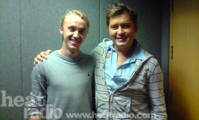 Tom Felton at Heat Radio studios
Tom Felton and Brian Dowling at Heat Radio studios in London. (Courtesy Heat Radio).
